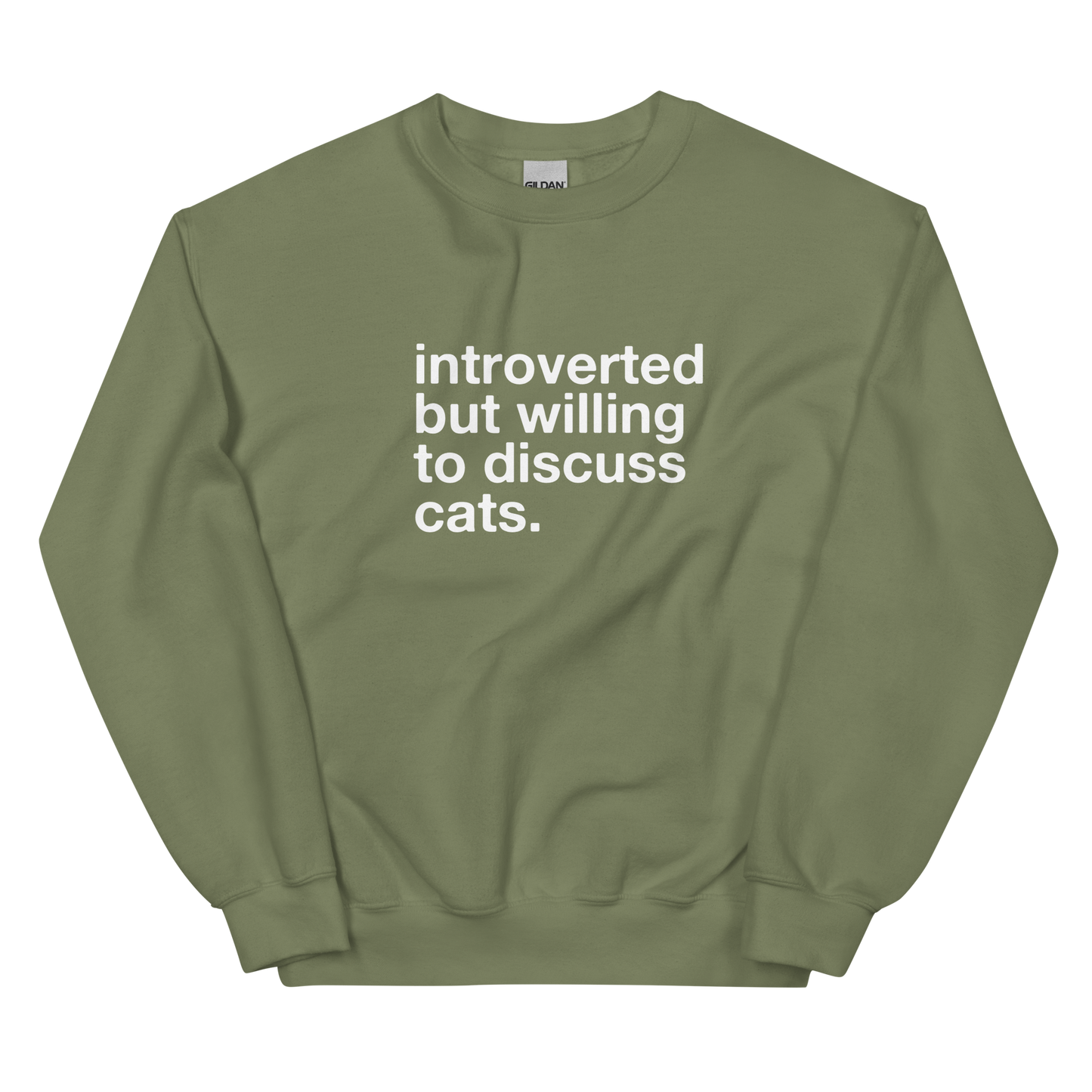 introverted but willing to discuss cats. - Unisex Crewneck Sweatshirt