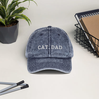 cat dad - Vintage Embroidered Hat