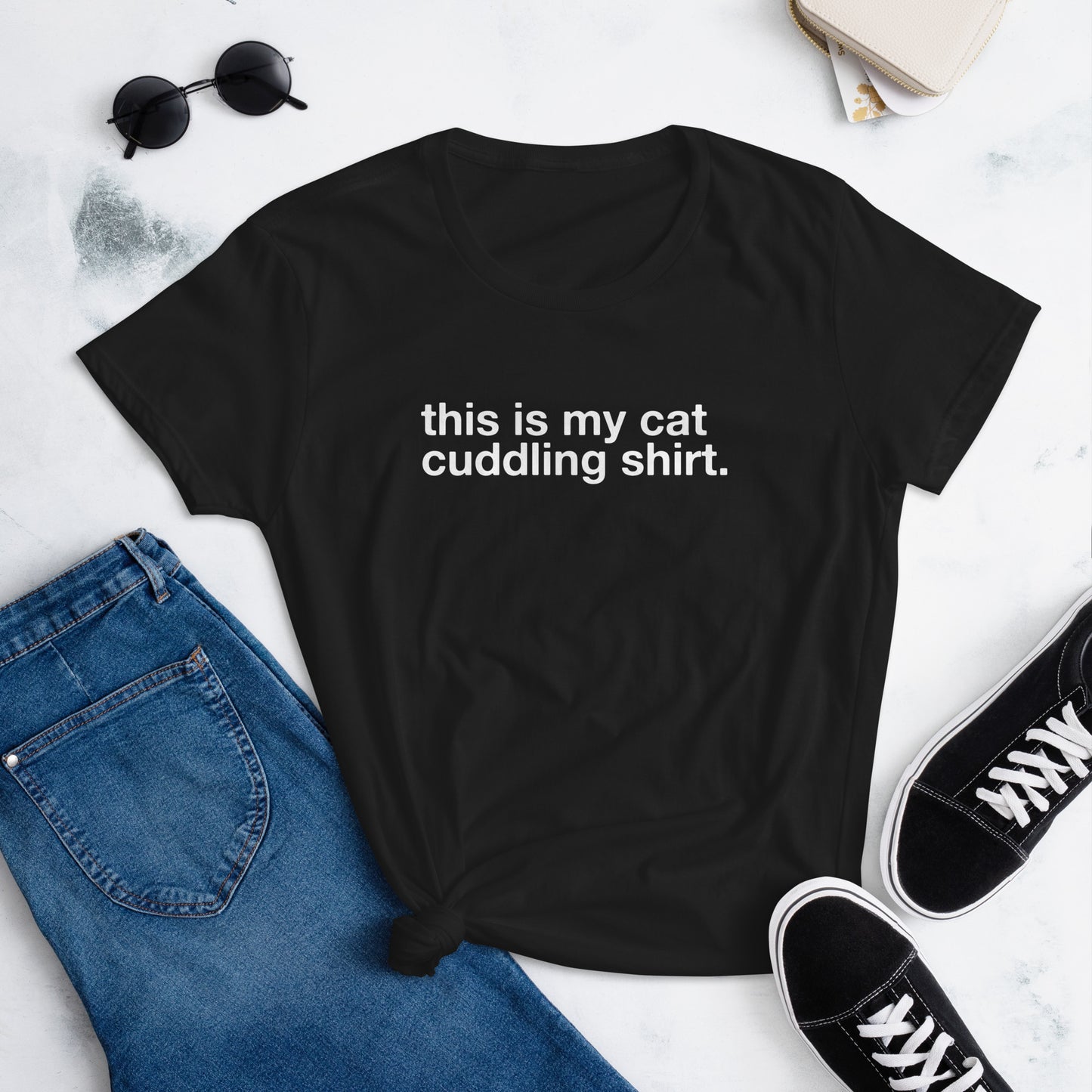 cat cuddling shirt. - Women's Classic Tee