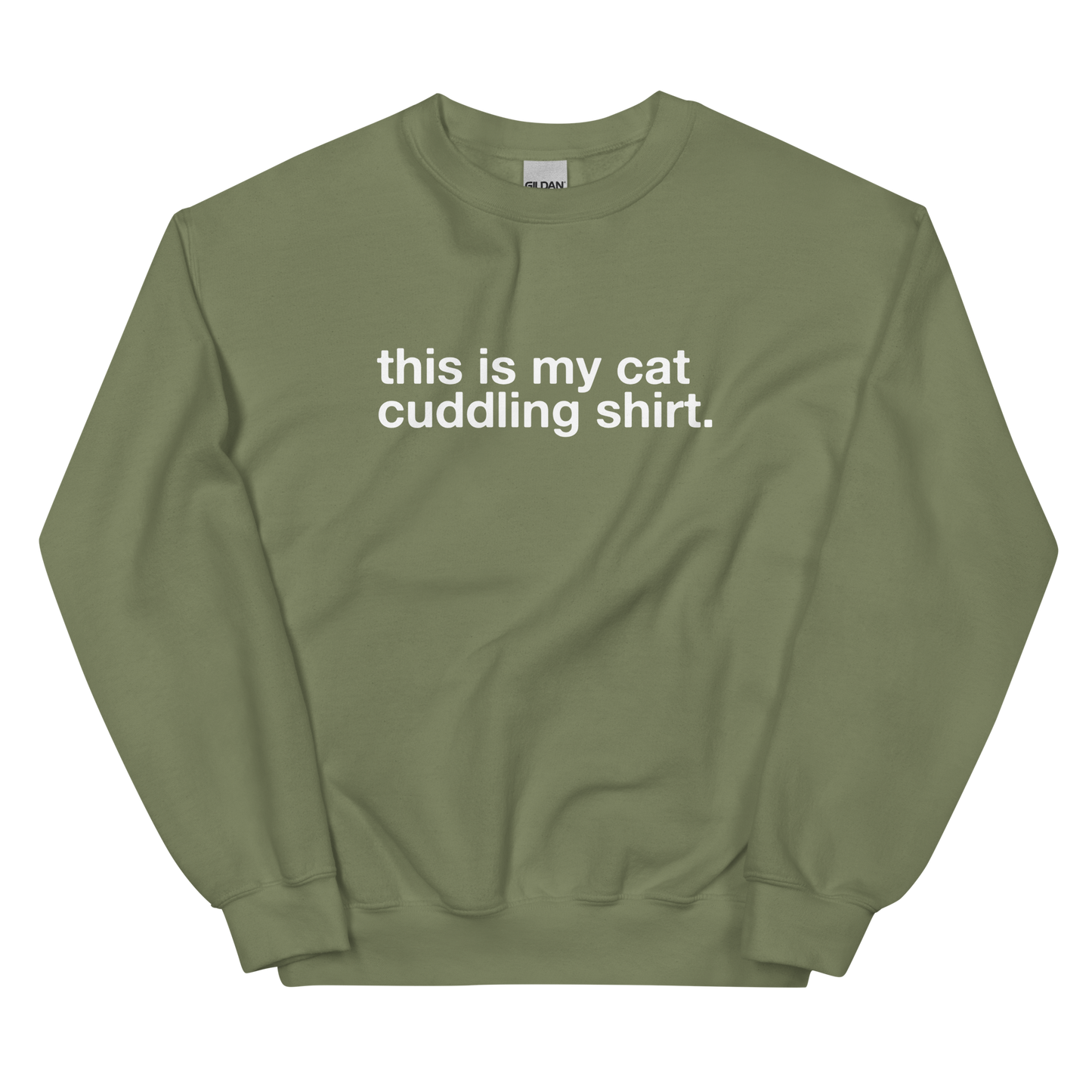 cat cuddling shirt. - Unisex Crewneck Sweatshirt